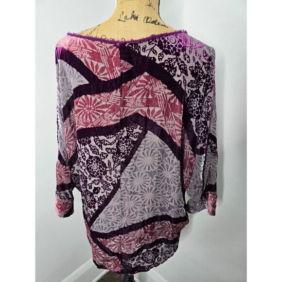 Anthropologie tiny Patchwork Velvet Pullover Large - Picture 3 of 10